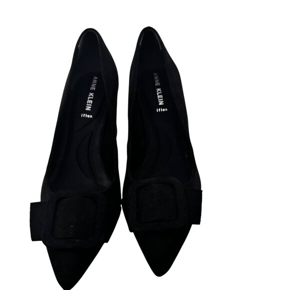Anne Klein iFlex Size 7.5   Business Casual Suede Bow Pointed Toe Pumps Sample - Picture 4 of 13
